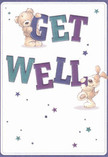 Cheerful and full of warmth, this get well card immediately brightens the day with its whimsical design, echoing the inviting vibe of Tolworth's friendly community. Two adorable characters-a plush bear and an animated puppy-are illustrated with joyful detail as they interact with oversized letters spelling out 'Get Well' in shades of indigo and teal. Their expressive faces and luxuriously soft fur create not just visual charm, but a sense of touch, as if one could reach out and feel their gentle embrace. Across the card, sprinklings of starlight in cool purples and blues evoke a sense of magical encouragement, much like a surprise bunch of flowers from a caring friend on Tolworth's Broadway. Against a creamy background, the scene radiates hope and genuine care-making this card a perfect complement to a heartfelt bouquet, or a standalone token of comfort for someone healing in Tolworth.